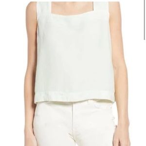 NWT Madewell Linen-Blend Sunside Button-Back Top, Light Green